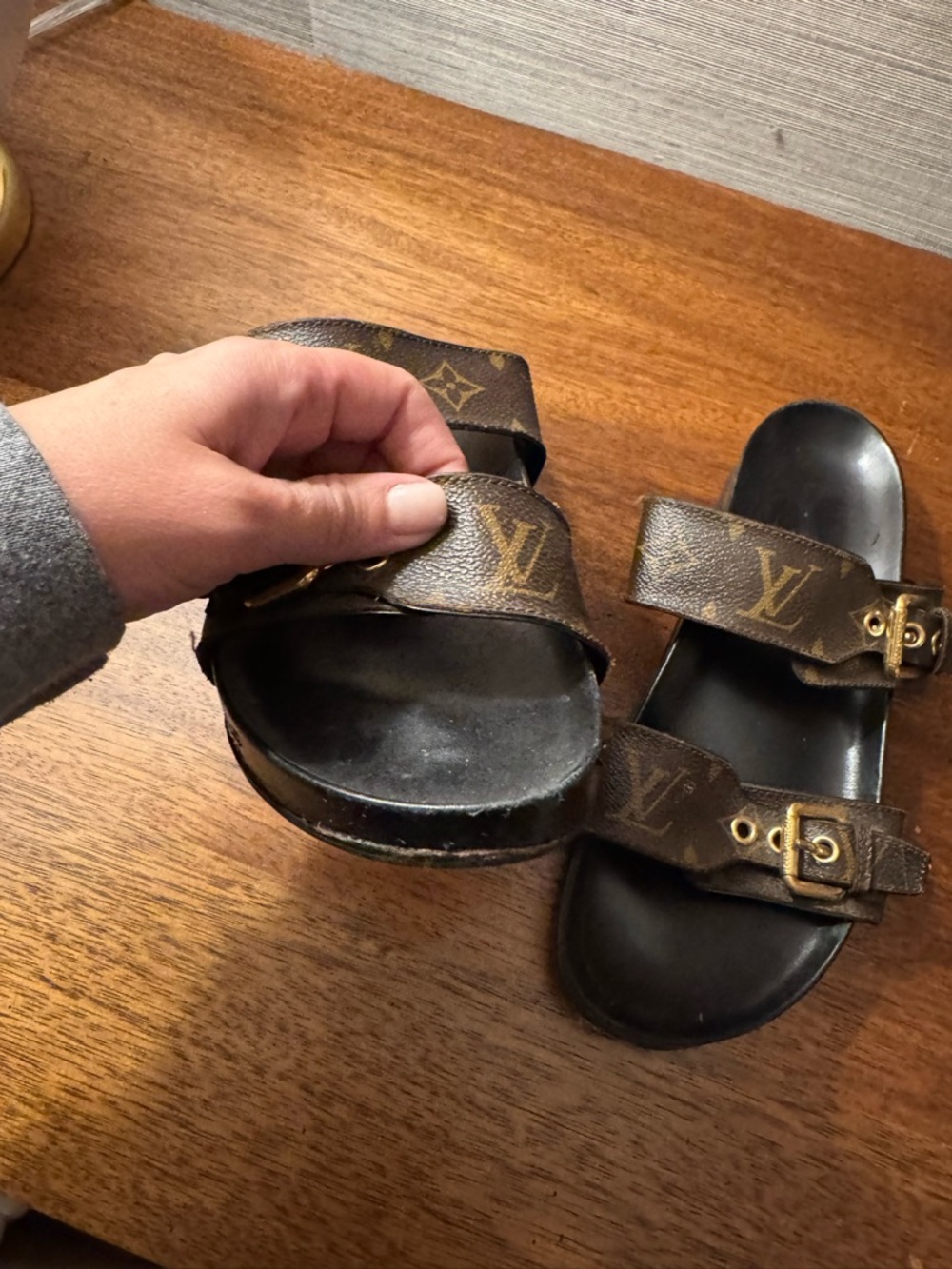 Louis Vuitton Brown Monogram Double-Strap Women’s Slide Sandals size 39 - Picture 2 of 5